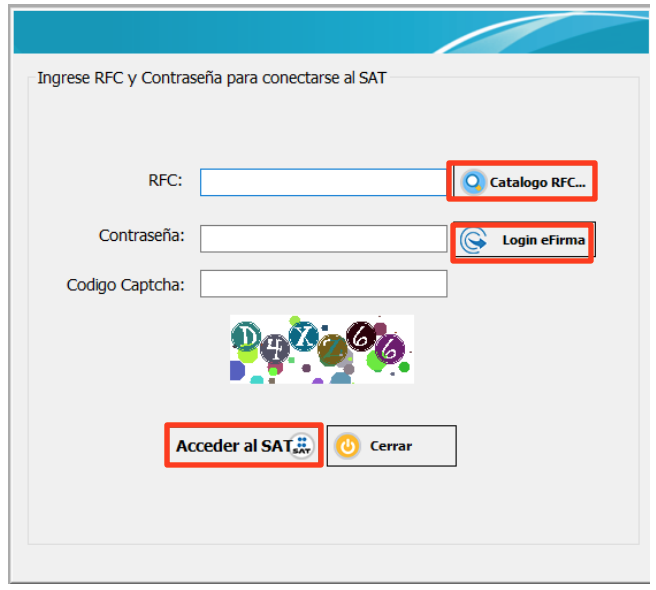 Pantalla de ingreso de RFC