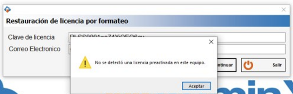 mensaje del sistema: no se detecto una licencia preactivada en este equipo