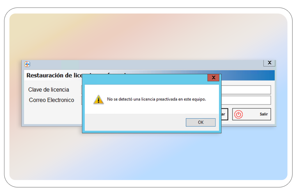 mensaje del sistema no se detecto una licencia preactivada en este equipo