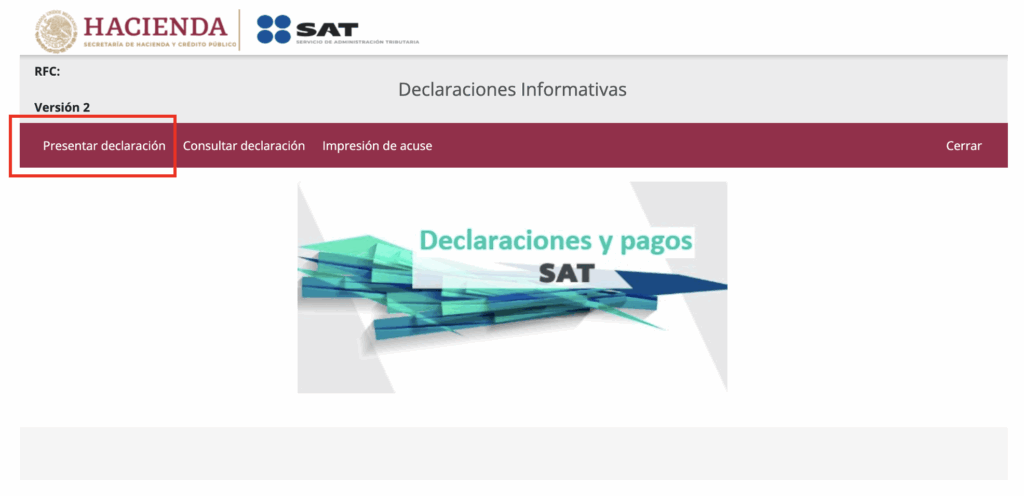 da clic en presentar declaración en la parte izquierda de la pantalla