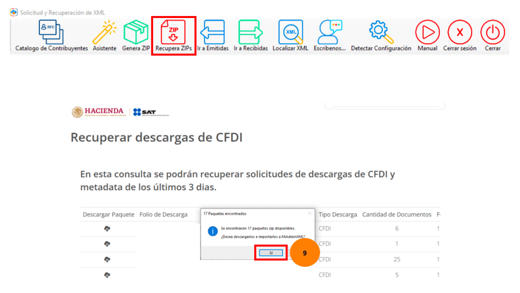 Boton recuperar zip