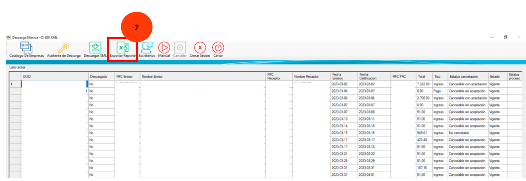 Exportar Reporte