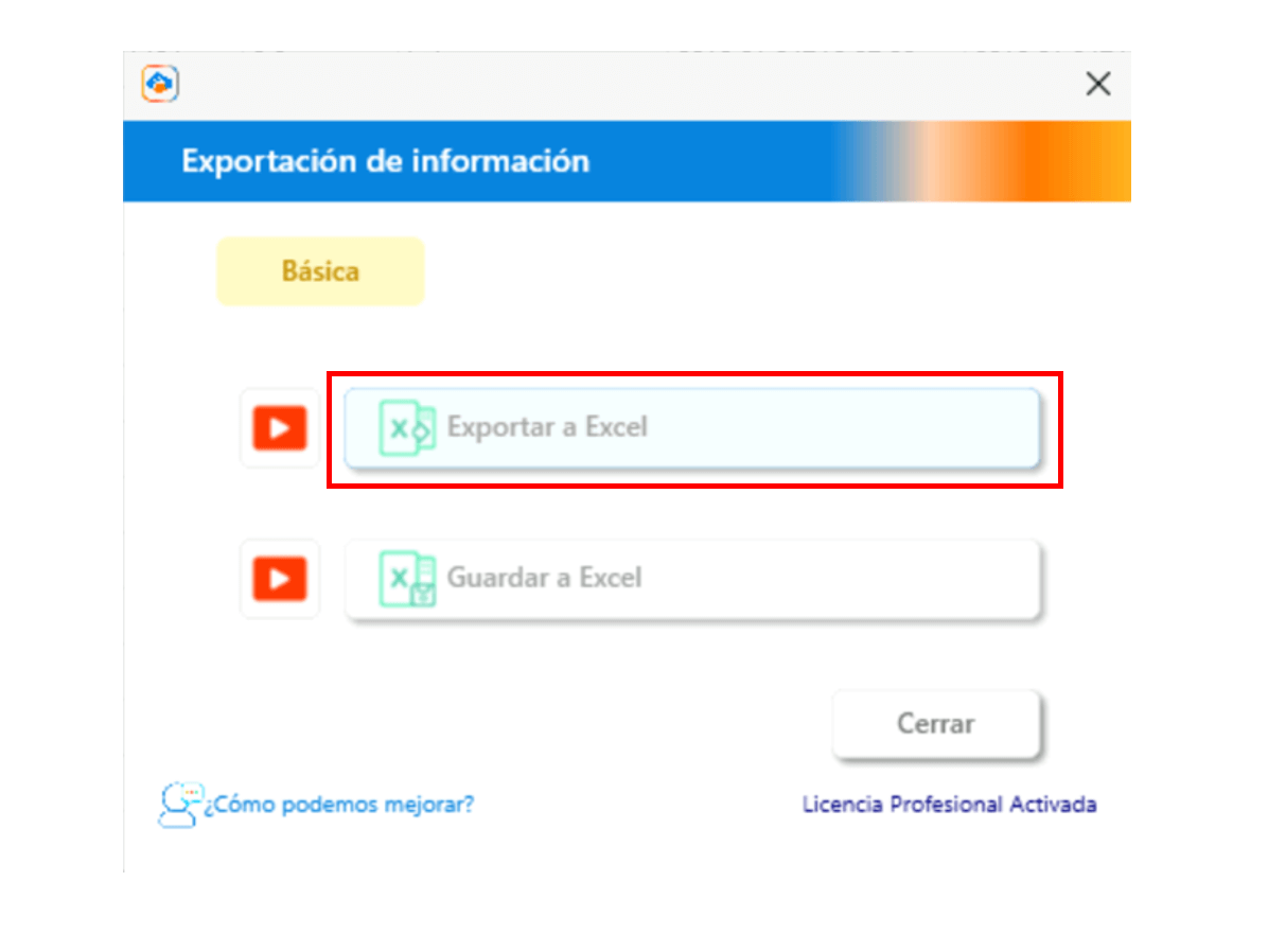 Selecciona Exportar