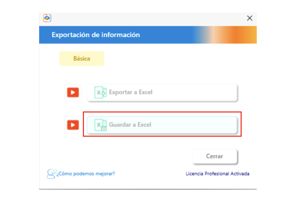 Guardar a excel